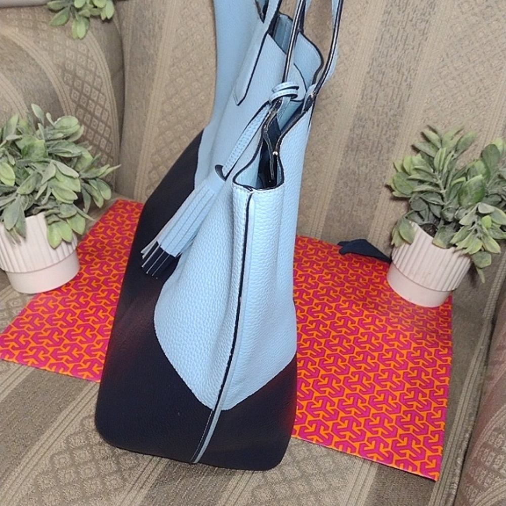 Tory Burch Perry Color Block Tote With Tassel - image 4